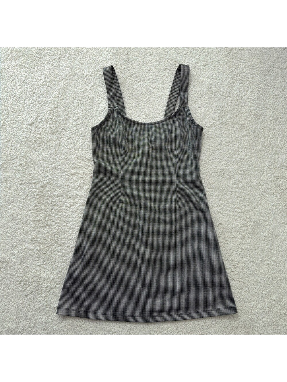 Forever 21 Houndstooth Mini Jumper Dress Small S Black White Plaid Pinafore